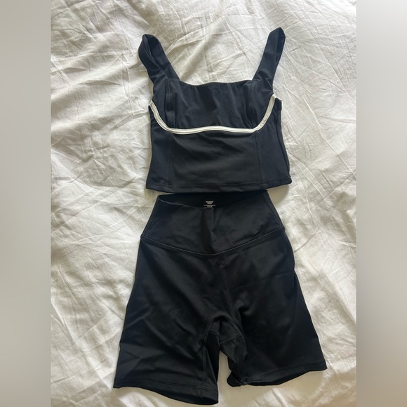 Monday Swimwear Black Athletic Crop Top and Shorts Set - Picture 1 of 1